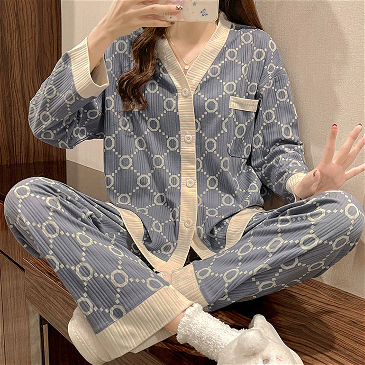 Teen Girls 2-Piece Printed Pajama Set