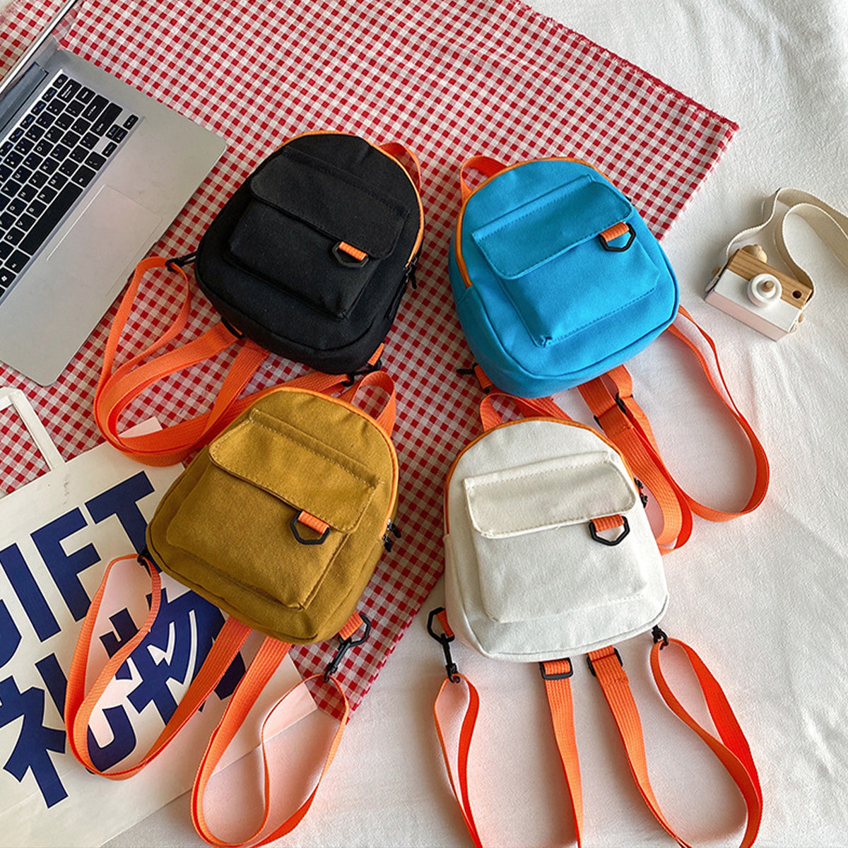 Children's solid color casual backpack