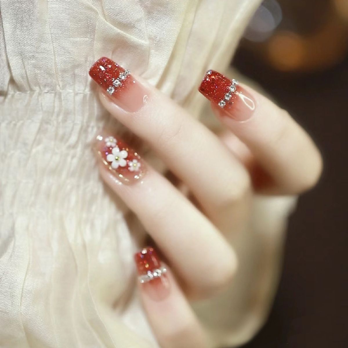 Short glitter nail art pieces removable nail stickers