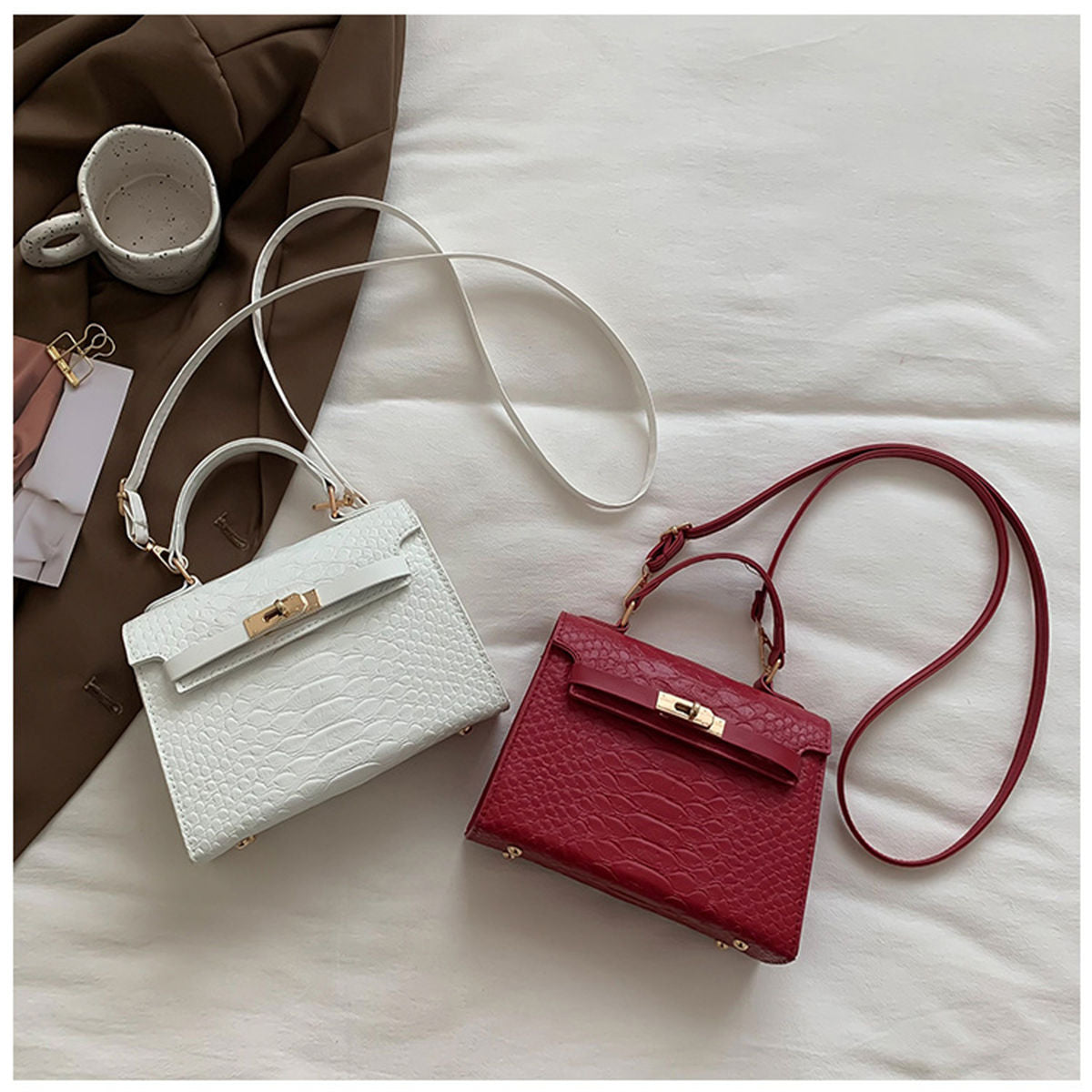 Ladies high-end versatile crossbody solid color shoulder bag