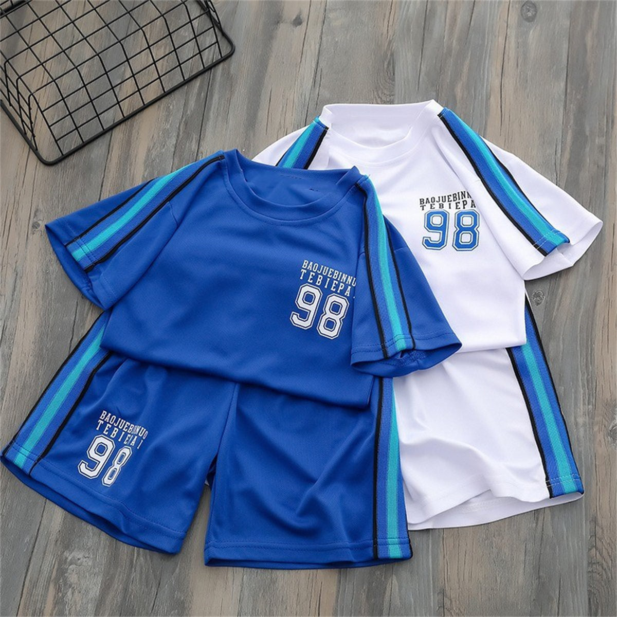 New summer children's basketball suits boys sportswear quick-drying clothes medium and large children's short-sleeved shorts two-piece suit