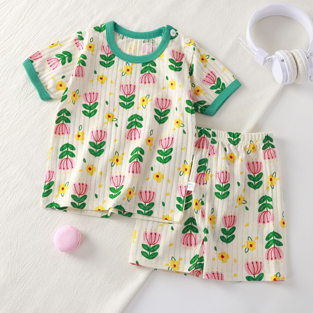 Children's short-sleeved suit pure cotton girls summer clothes two-piece suit children's clothing boys baby T-shirt summer clothes