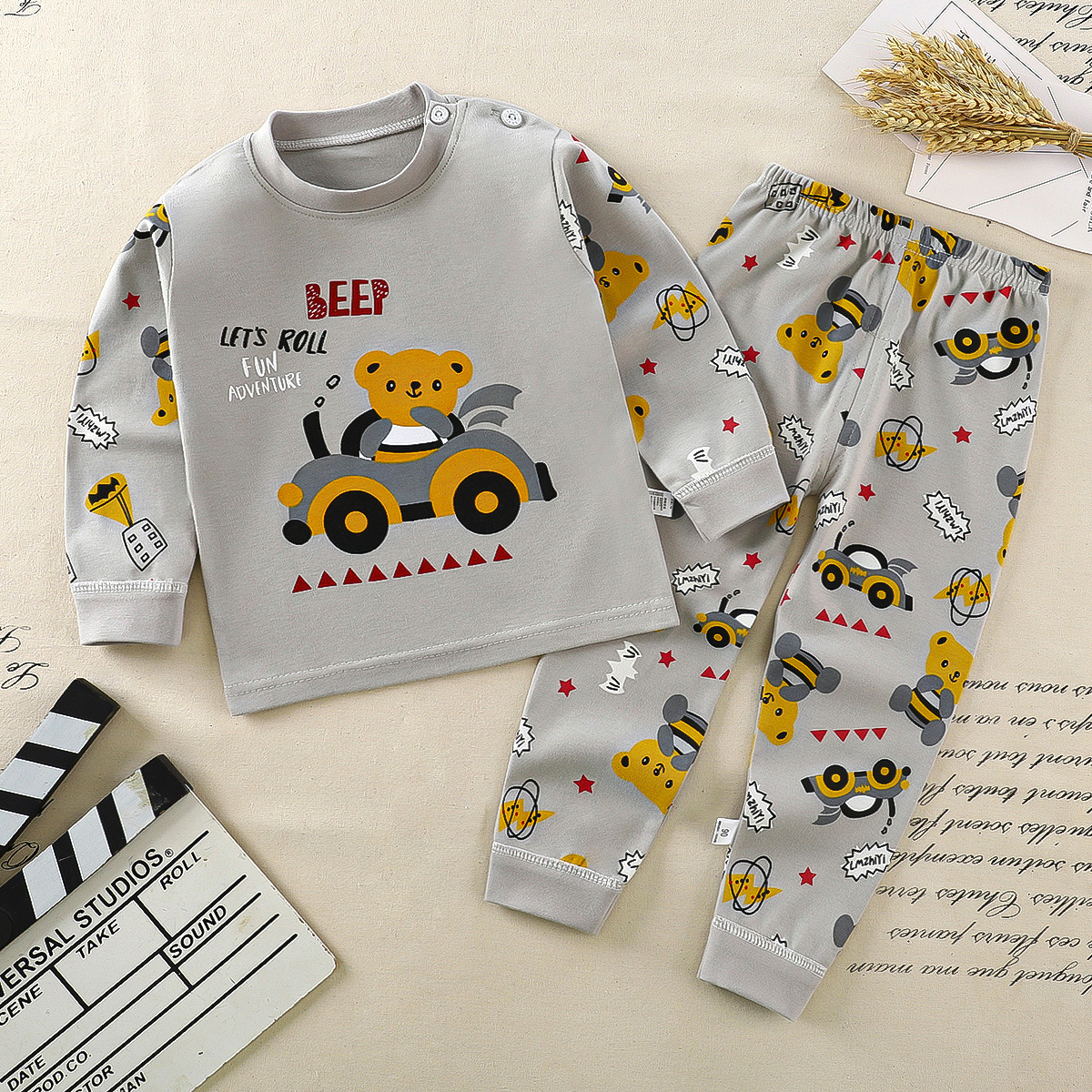 Pure cotton boys and girls autumn clothes baby home clothes