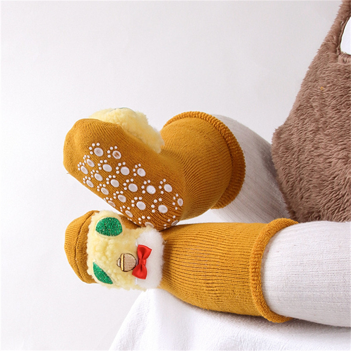 Baby autumn and winter style furry Christmas doll warm non-slip baby socks