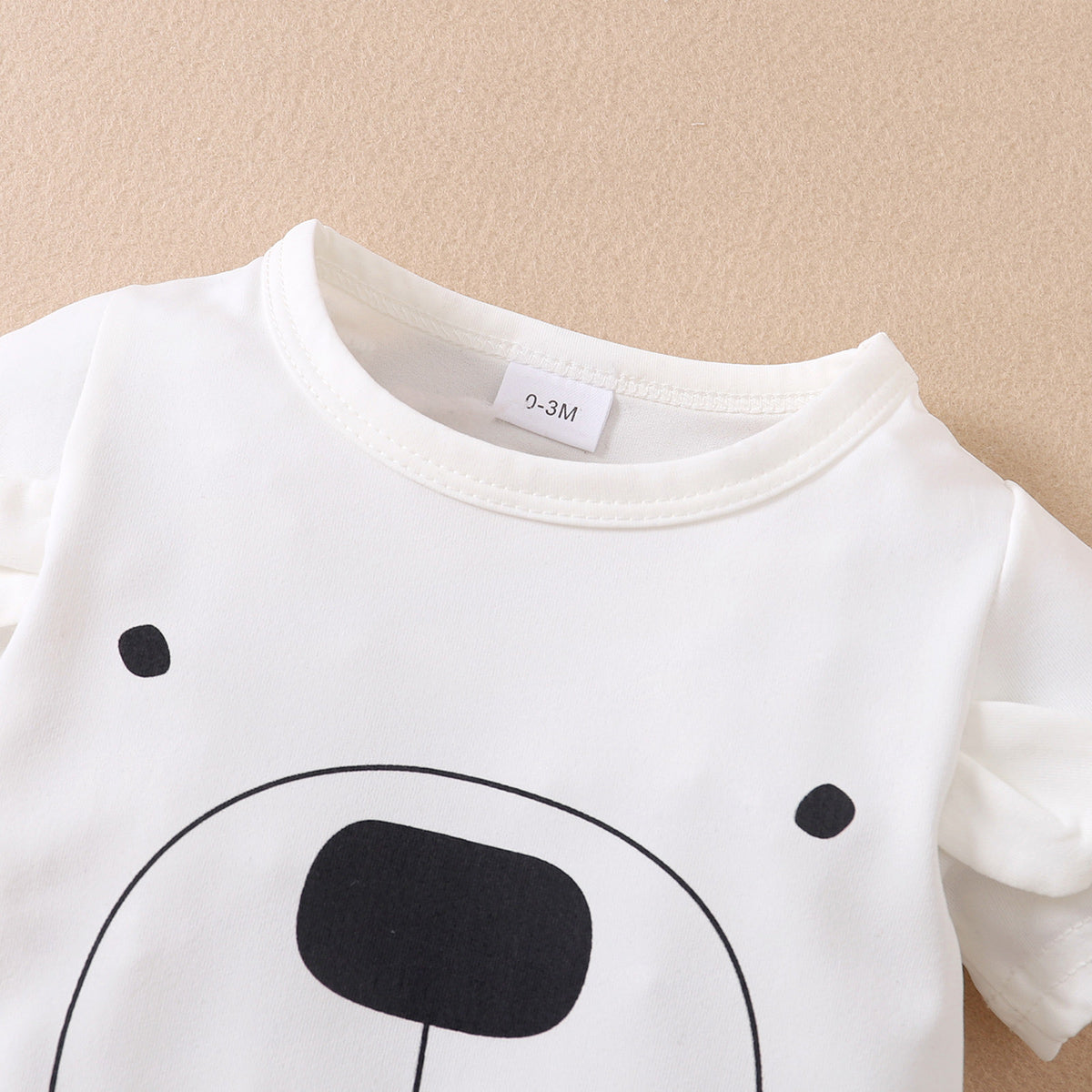 Baby Boy Bear Printed Short-sleeve Bodysuit With Hat