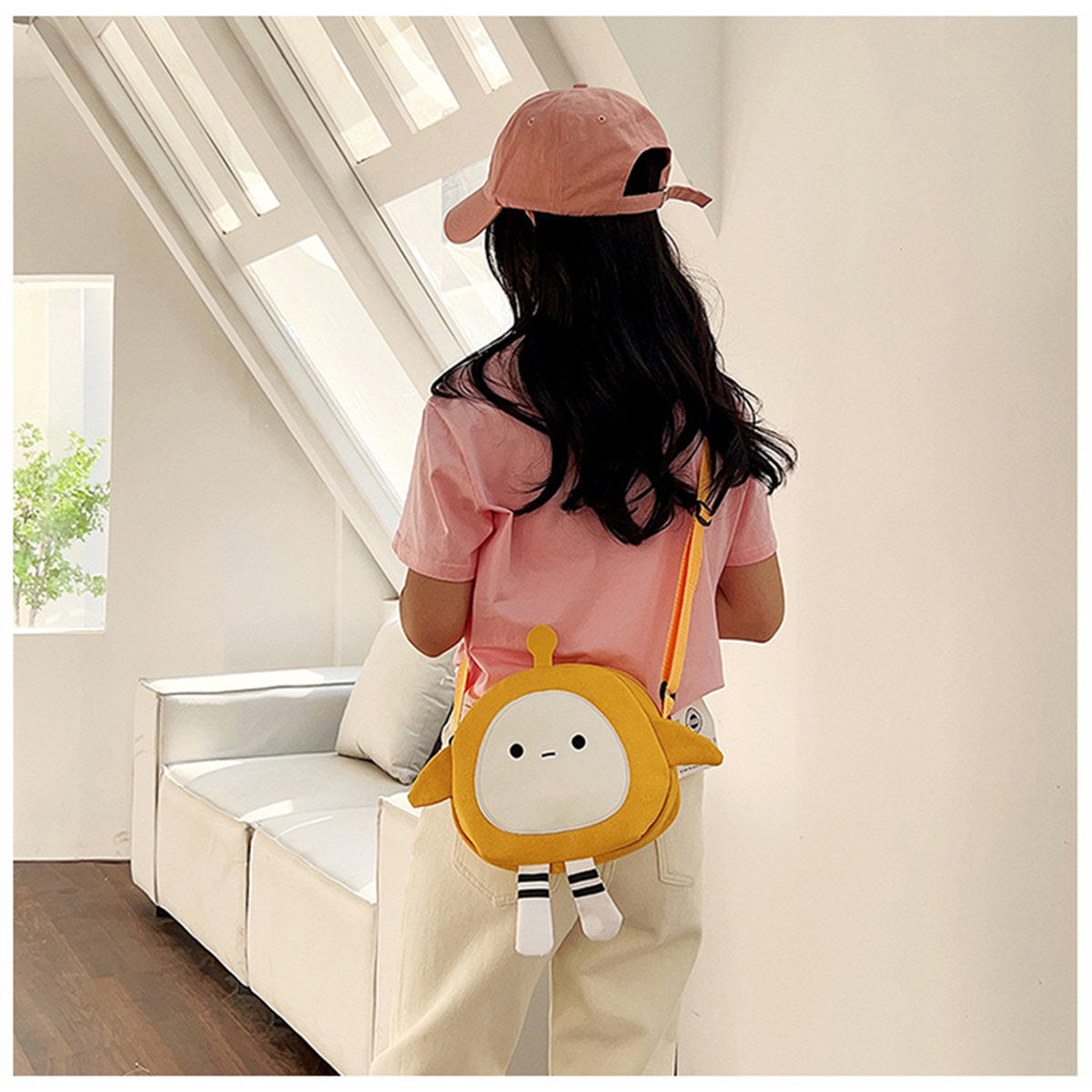 Children's cute egg party bag cartoon large capacity canvas messenger bag