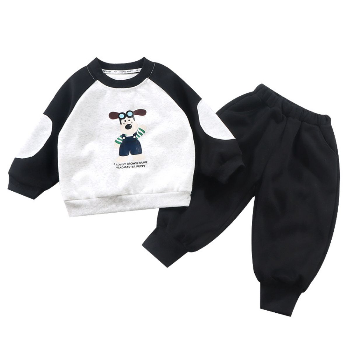 Boys autumn sweater suit new style children's clothing fashion cartoon clothes baby leisure sports two-piece suit