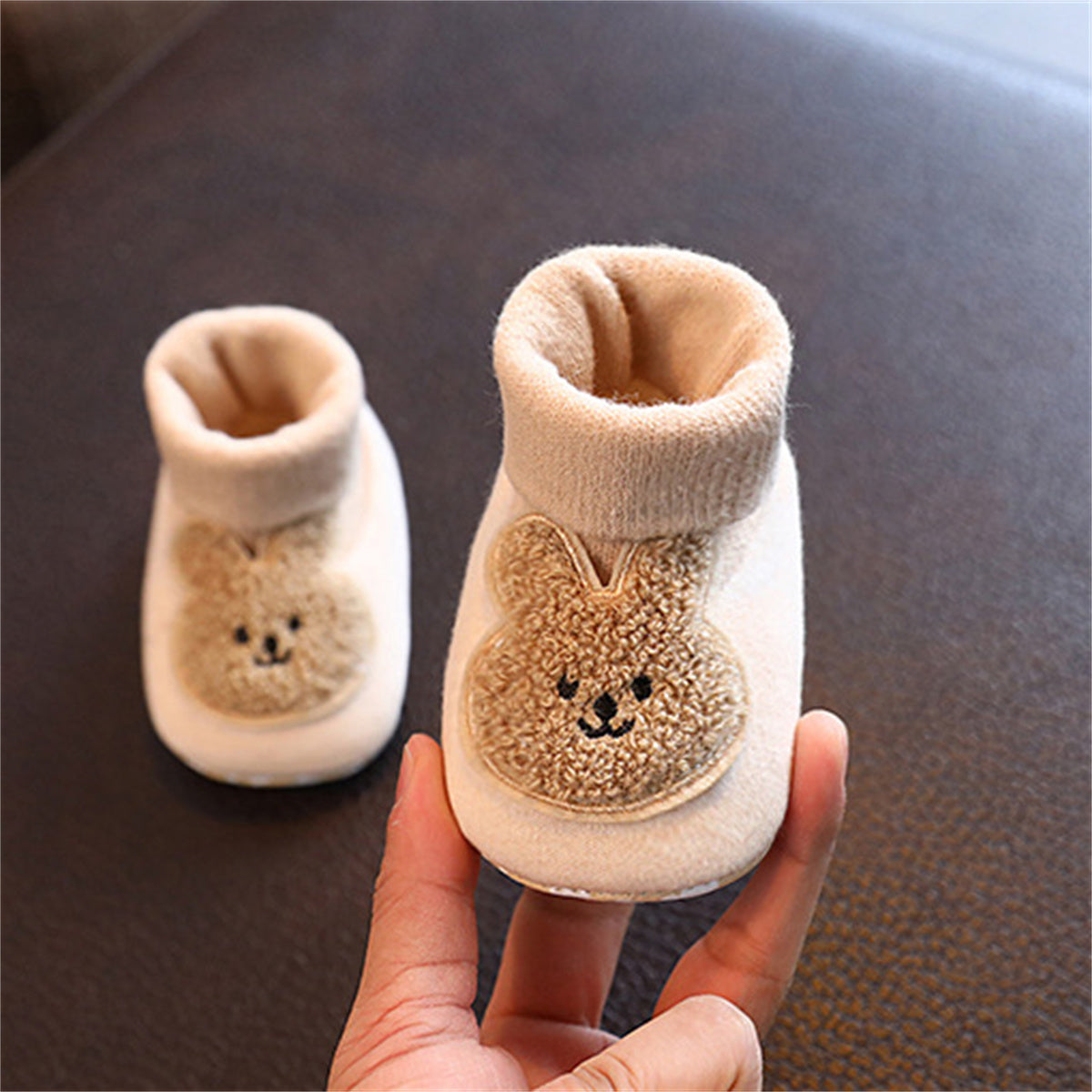 Baby and children's plush bear autumn and winter style plush comfortable soft sole cotton shoes