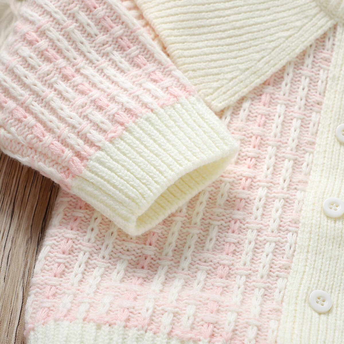 Infant Patchwork Collar Knitted Cardigan for Baby Girls