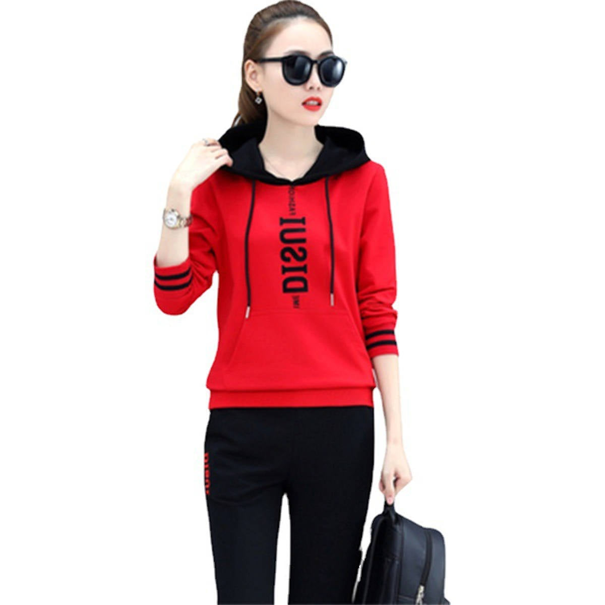 Casual sportswear suit for women fashion hooded sweatshirt two piece suit