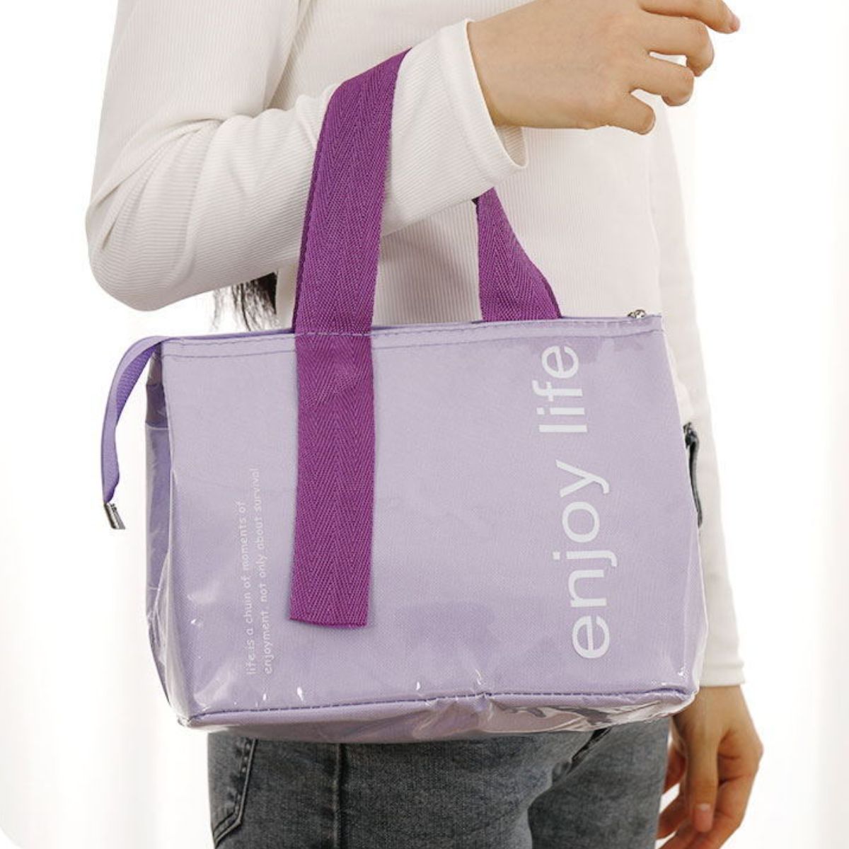 Waterproof and oil-proof lunch bag, meal bag, portable insulation bag, portable lunch box bag with rice bag storage bag