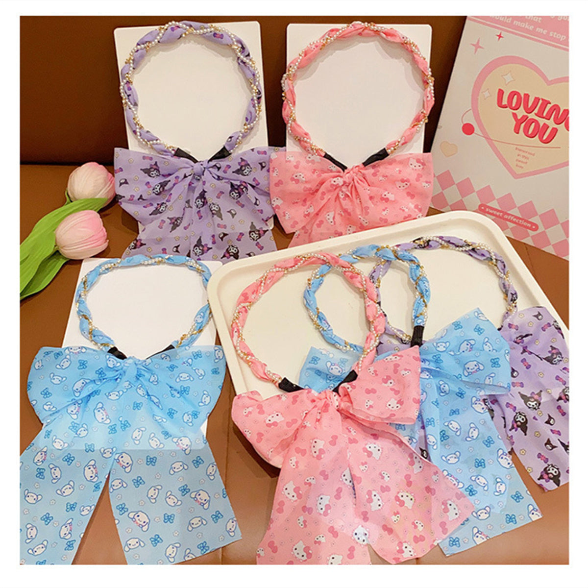 Children's headband Sanrio pattern bow tie pearl style fairy princess style