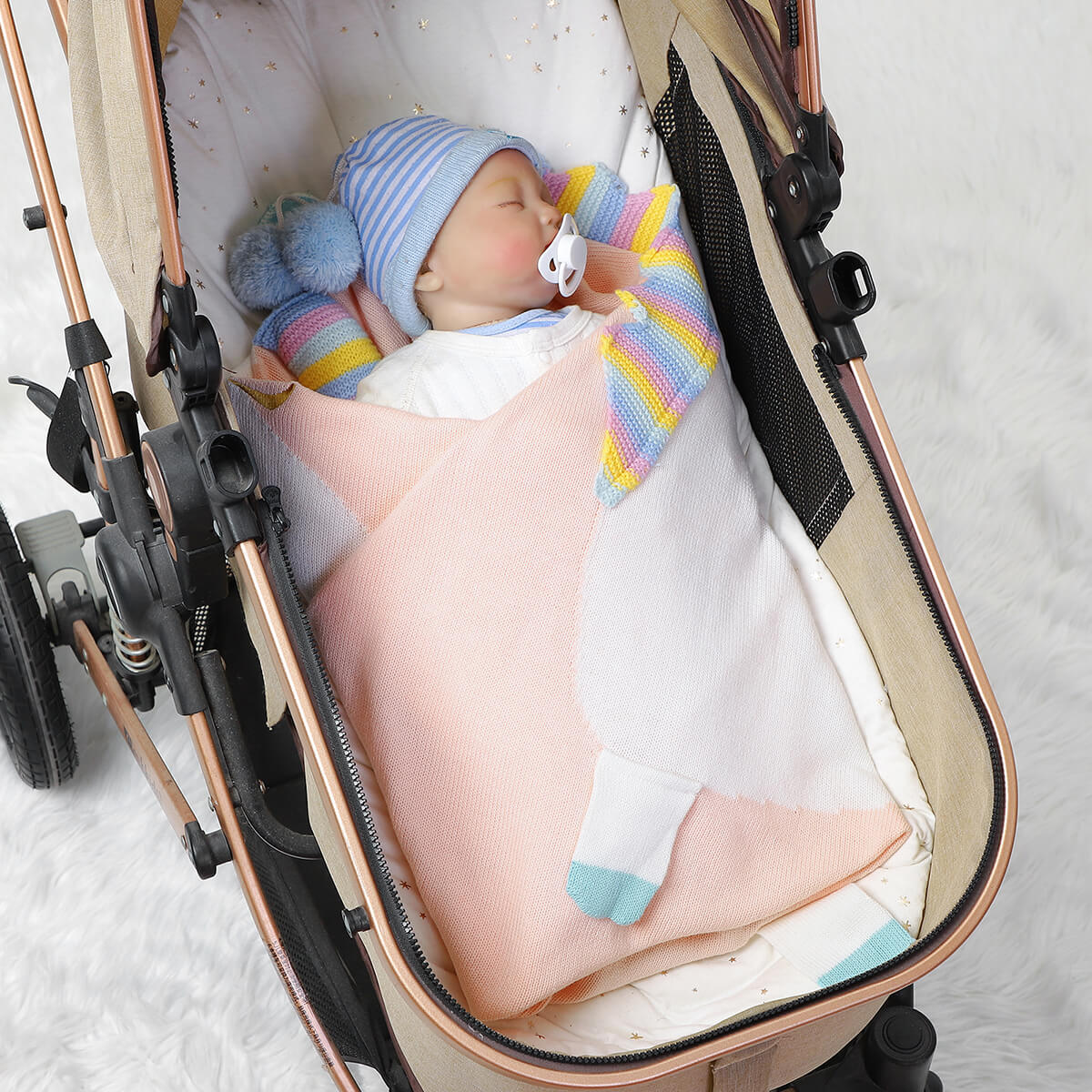 Baby Knitted 3D Unicorn Blanket