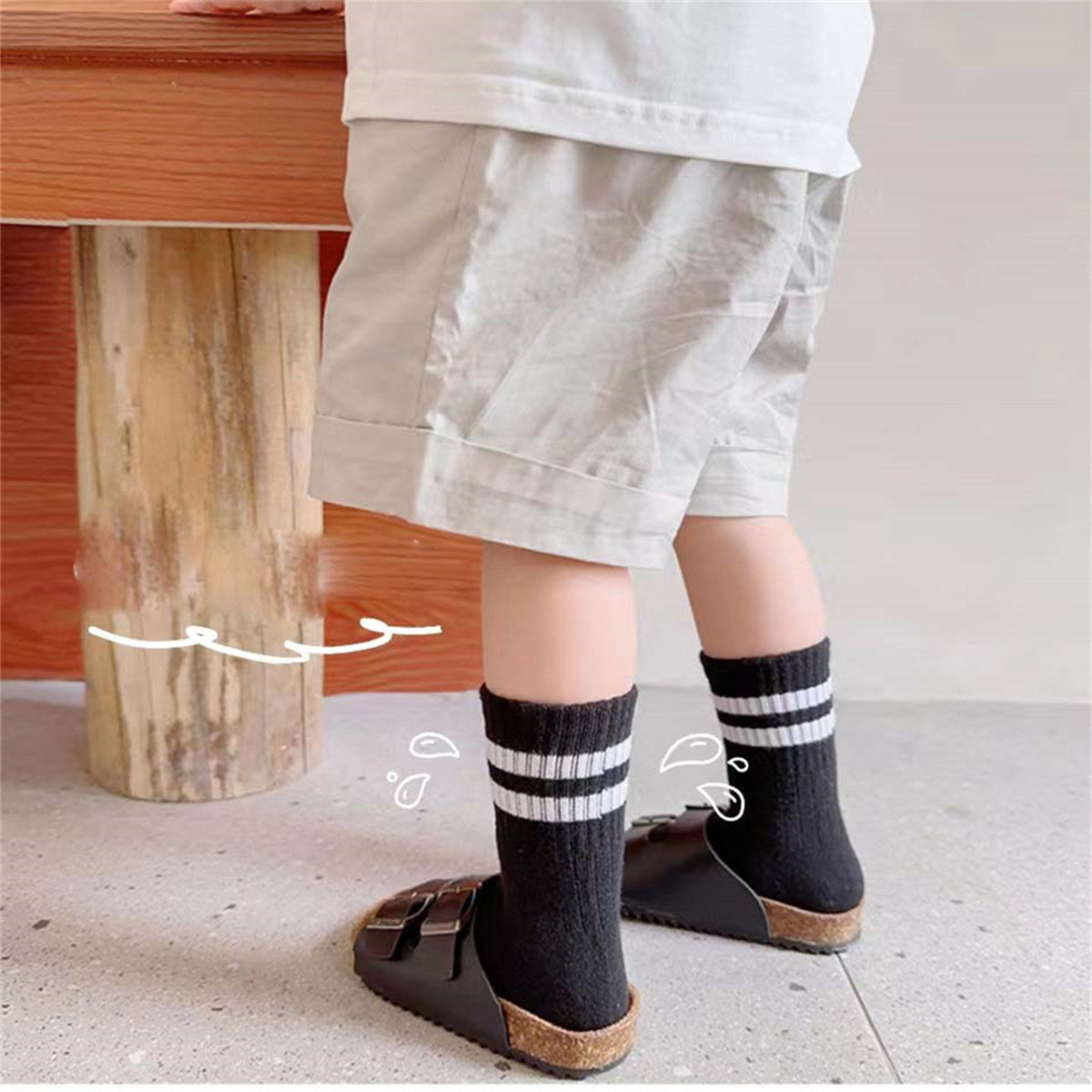 Children's spring and autumn casual college style parallel bars men's and women's short socks