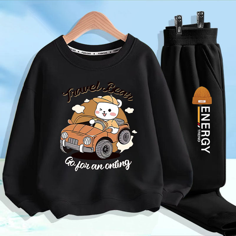 Boys Cartoon Fashion Children's Sweater T-shirt Long Sleeve Suit Daily Style