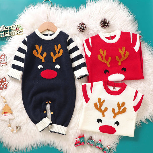 Baby Knitted Christmas Romper Long Legs Romper