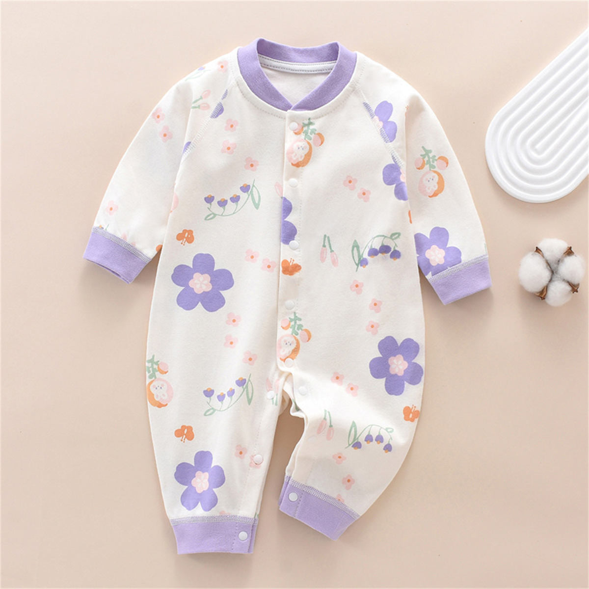 Cute cartoon long-sleeved baby romper for boys and girls