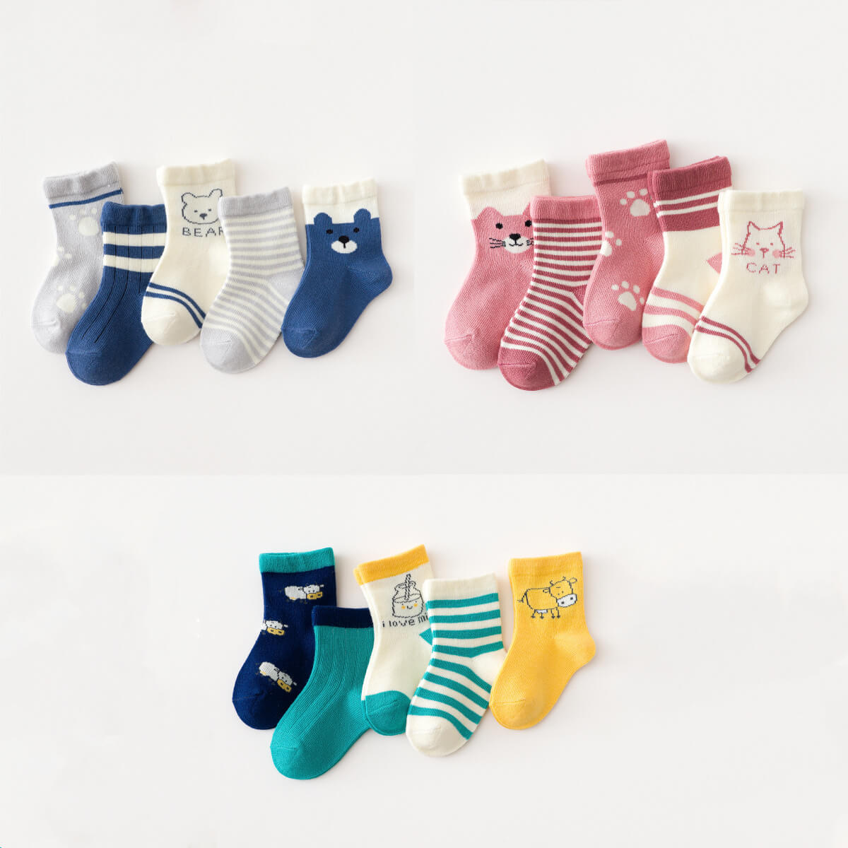 5-piece Boys Bear Knee-High Stockings