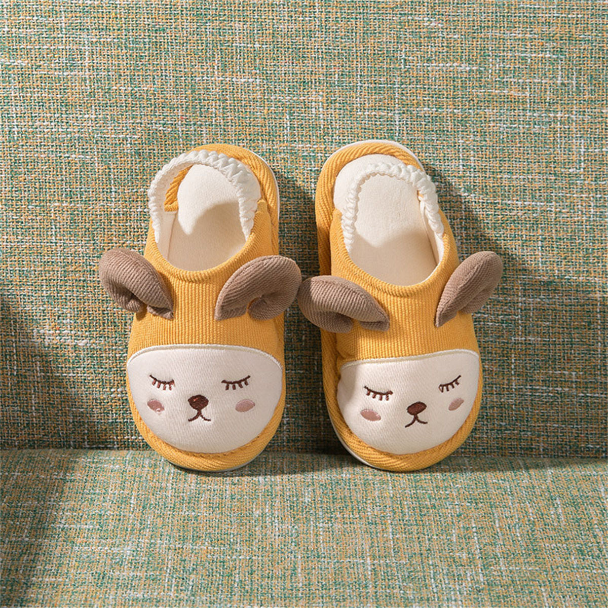 Children's spring and autumn cute pattern back strap soft bottom cotton slippers