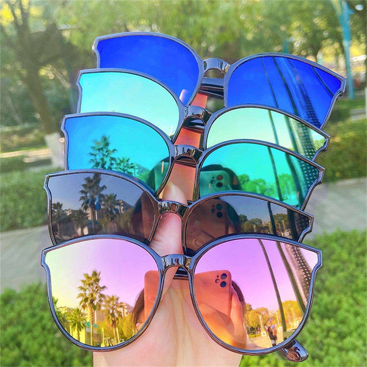 Children's daily simple colorful cool style anti-ultraviolet sunglasses