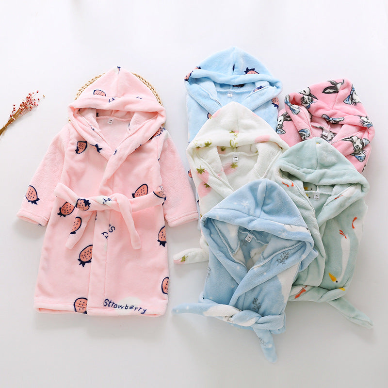 New style children's flannel home clothes boys' pajamas and bathrobes