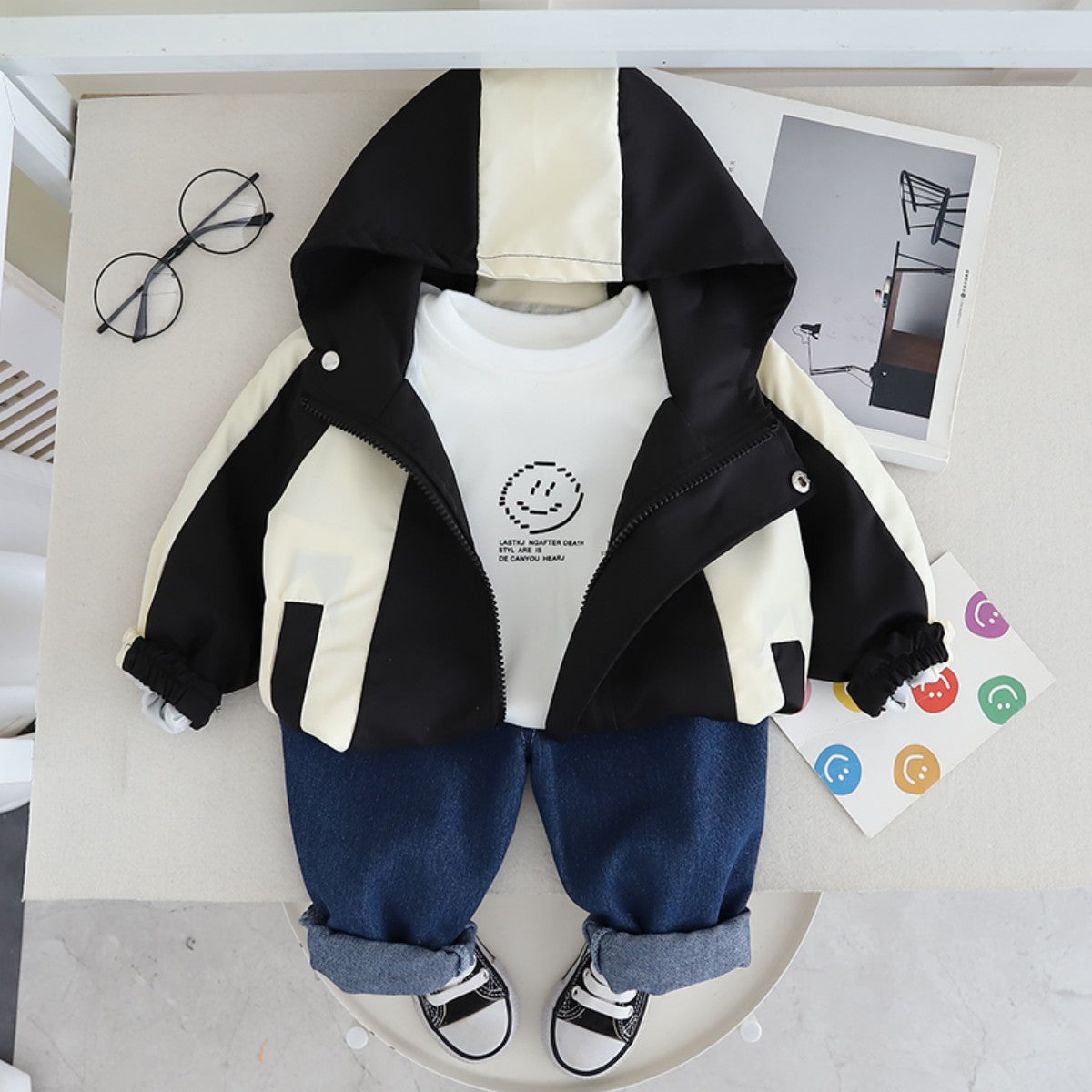 Boys Jacket Set Autumn New Children's Fashion Clothes Baby Fashion Children's Clothes Three-piece Set