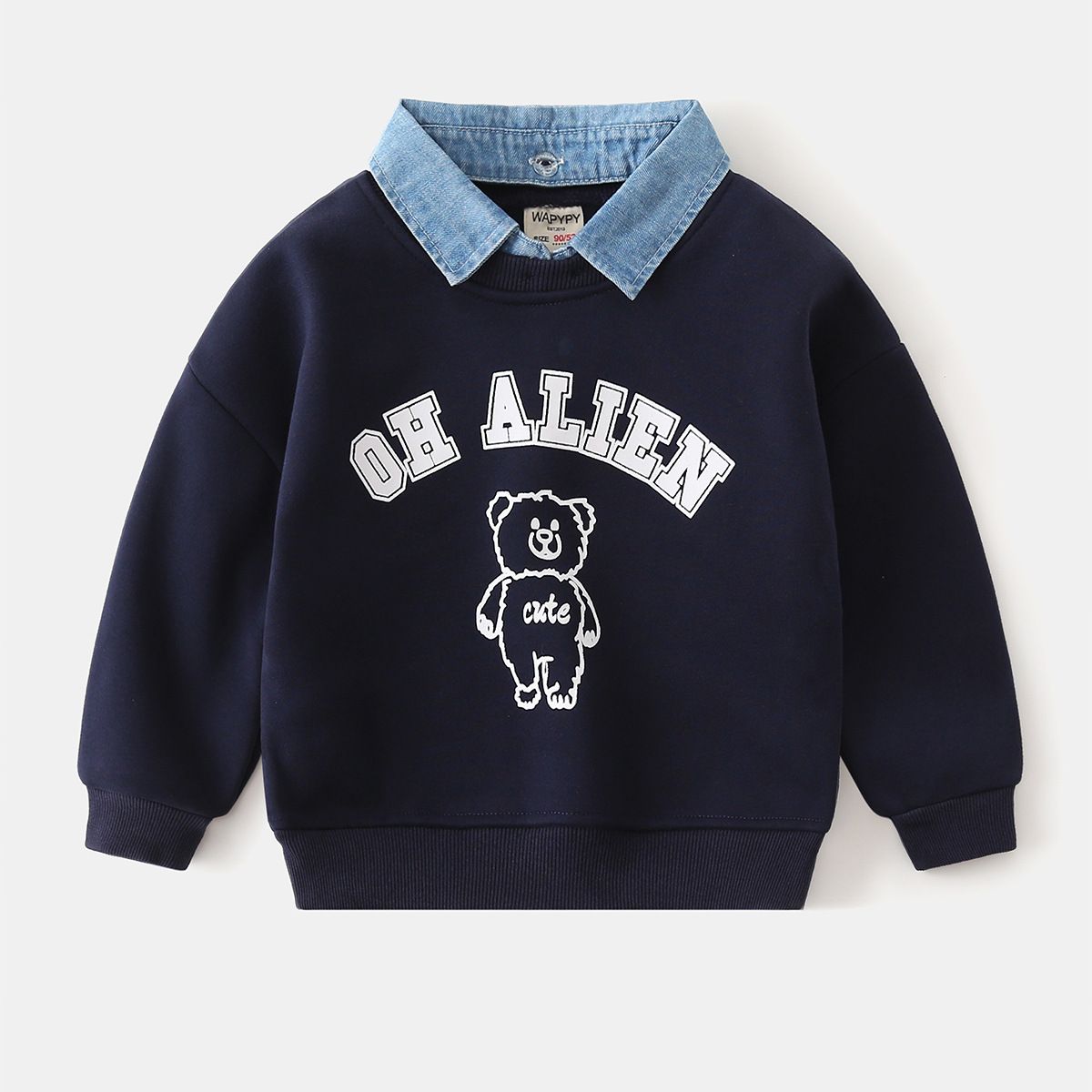 Children's fake two-piece sweatshirt new style children's clothing boys detachable collar fashionable sweatshirt baby top