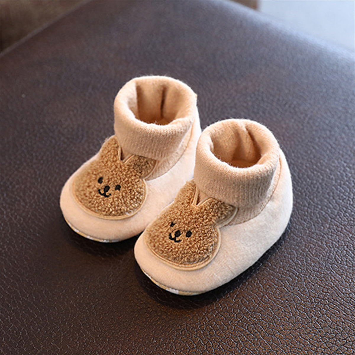 Baby and children's plush bear autumn and winter style plush comfortable soft sole cotton shoes