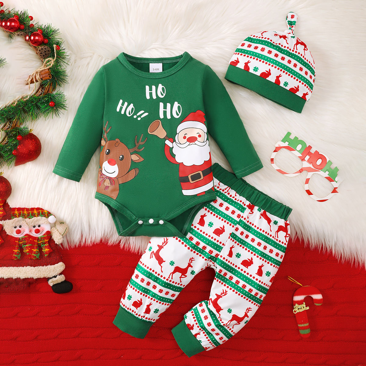 Santa Claus Print Romper Set