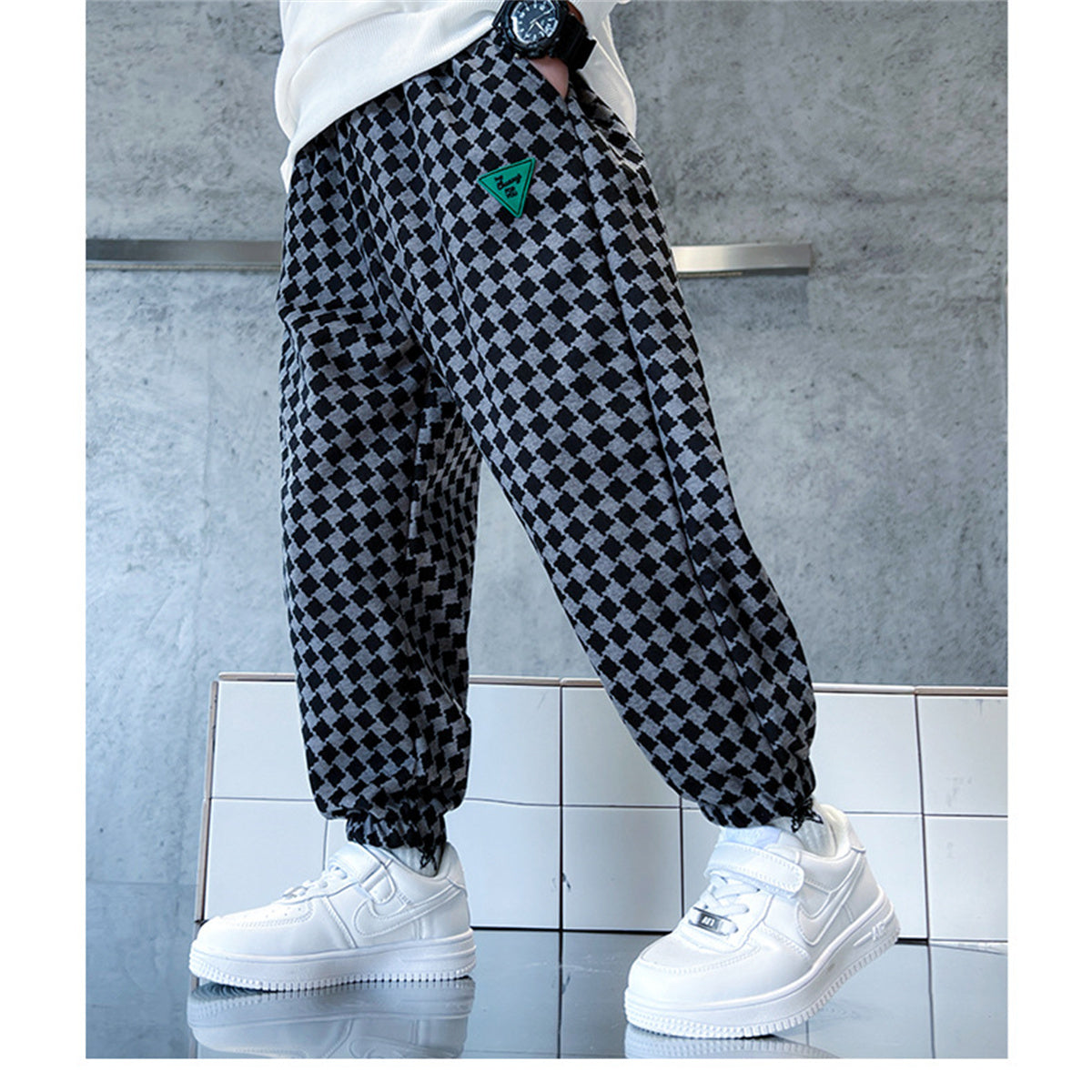 Children's Fashion Plaid Sweatpants Boys Loose Casual Sports Pants