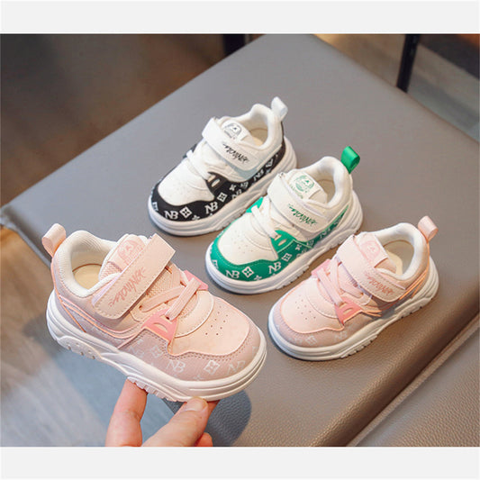 Children's and boys' spring and autumn printed letters retro casual style soft bottom low-top sneakers