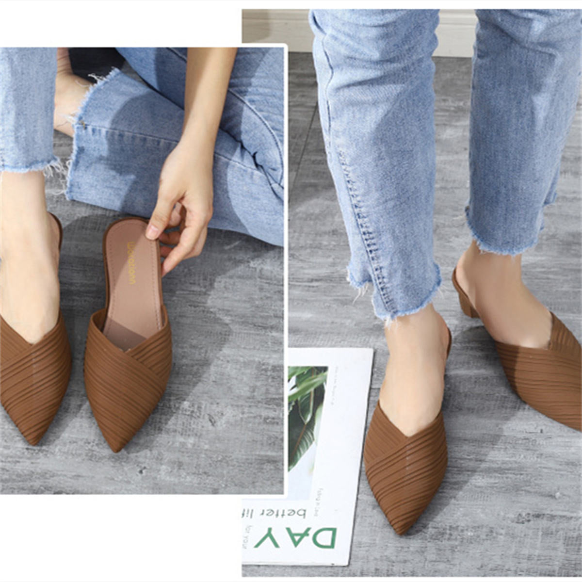 Pointed toe wedge heel casual slippers for women jelly sandals thick-soled beach shoes