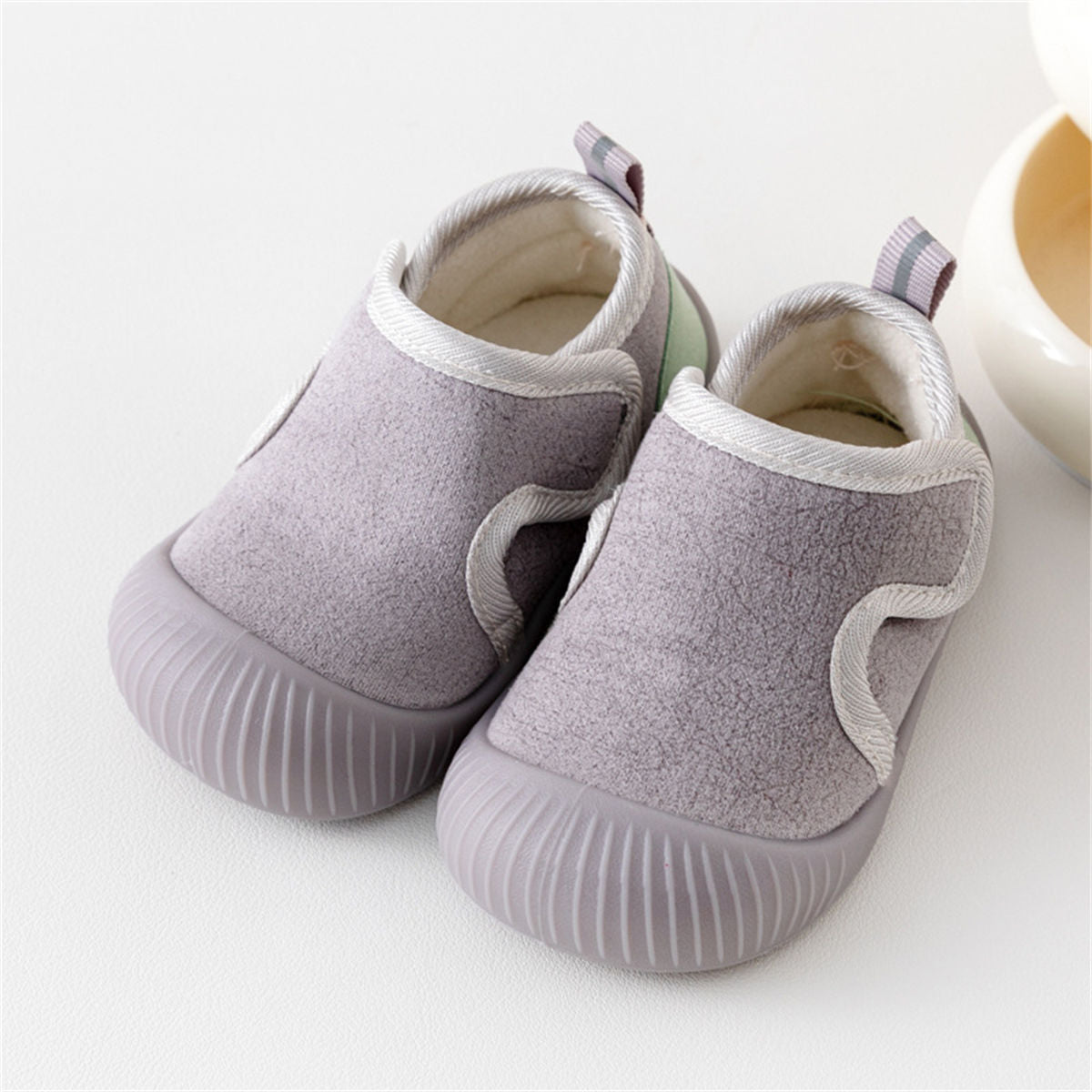 Winter solid color cotton-padded shoes for infants and children