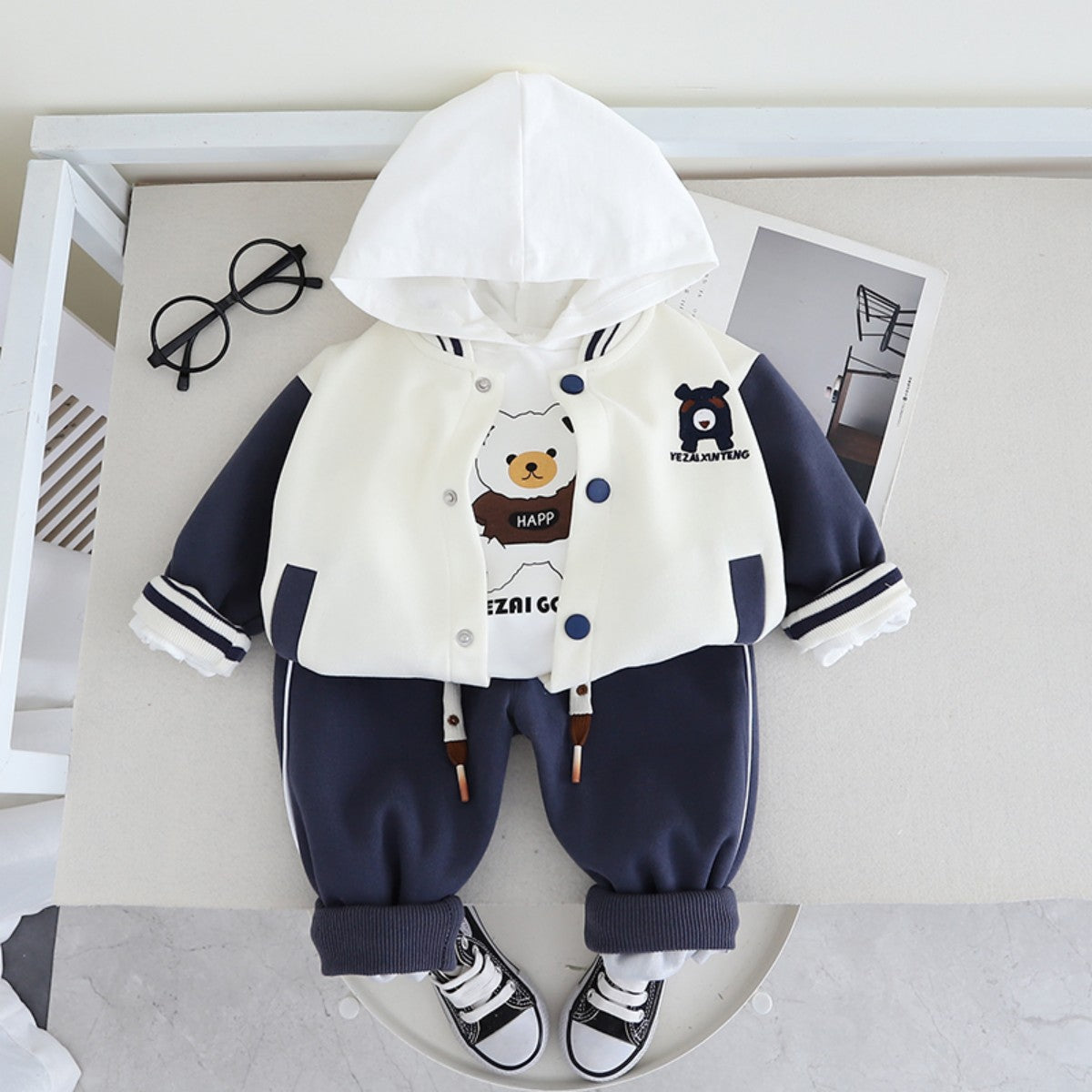 Children's clothing boys sweatshirt spring and autumn suit new children's casual style baseball uniform three-piece suit clothes for boys