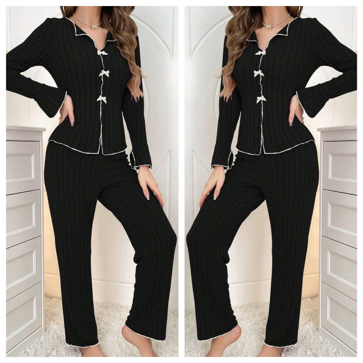 Women's two-piece pajamas for home warmth and outdoor wear