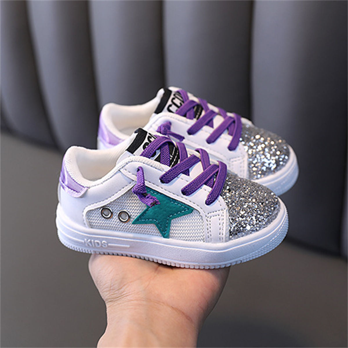 Toddler Girls Autumn Fashion Urban Style Sequined Stars Low-top Sneakers