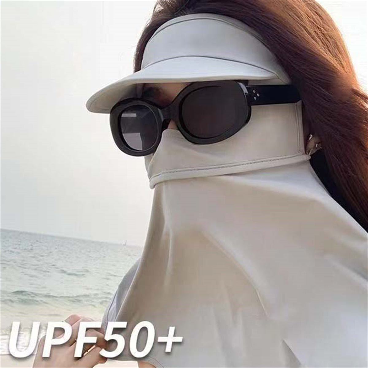 Women's daily outing summer sun protection with brim ice silk sun visor mask breathable fisherman hat