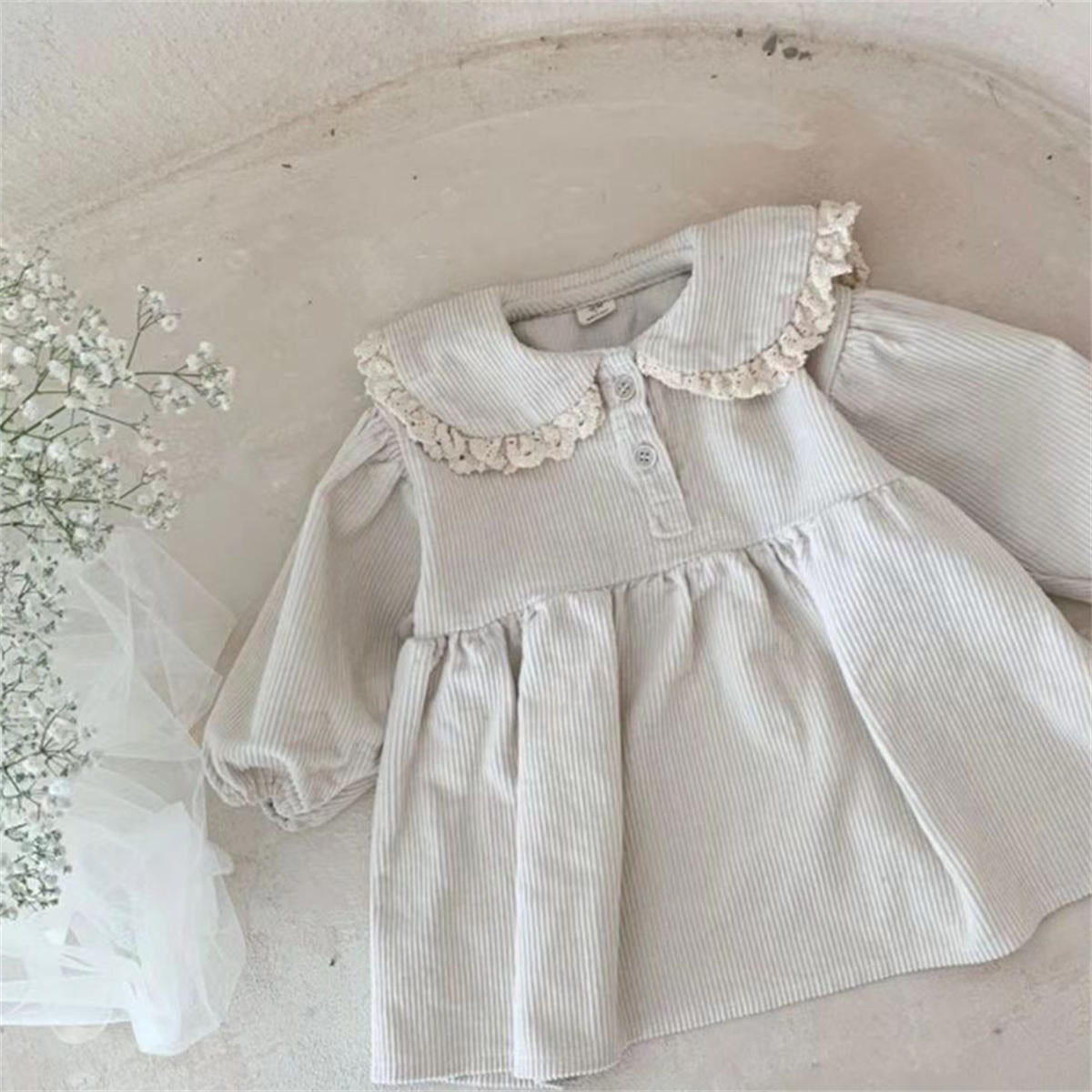 Girls baby wick skirt lace doll collar dress