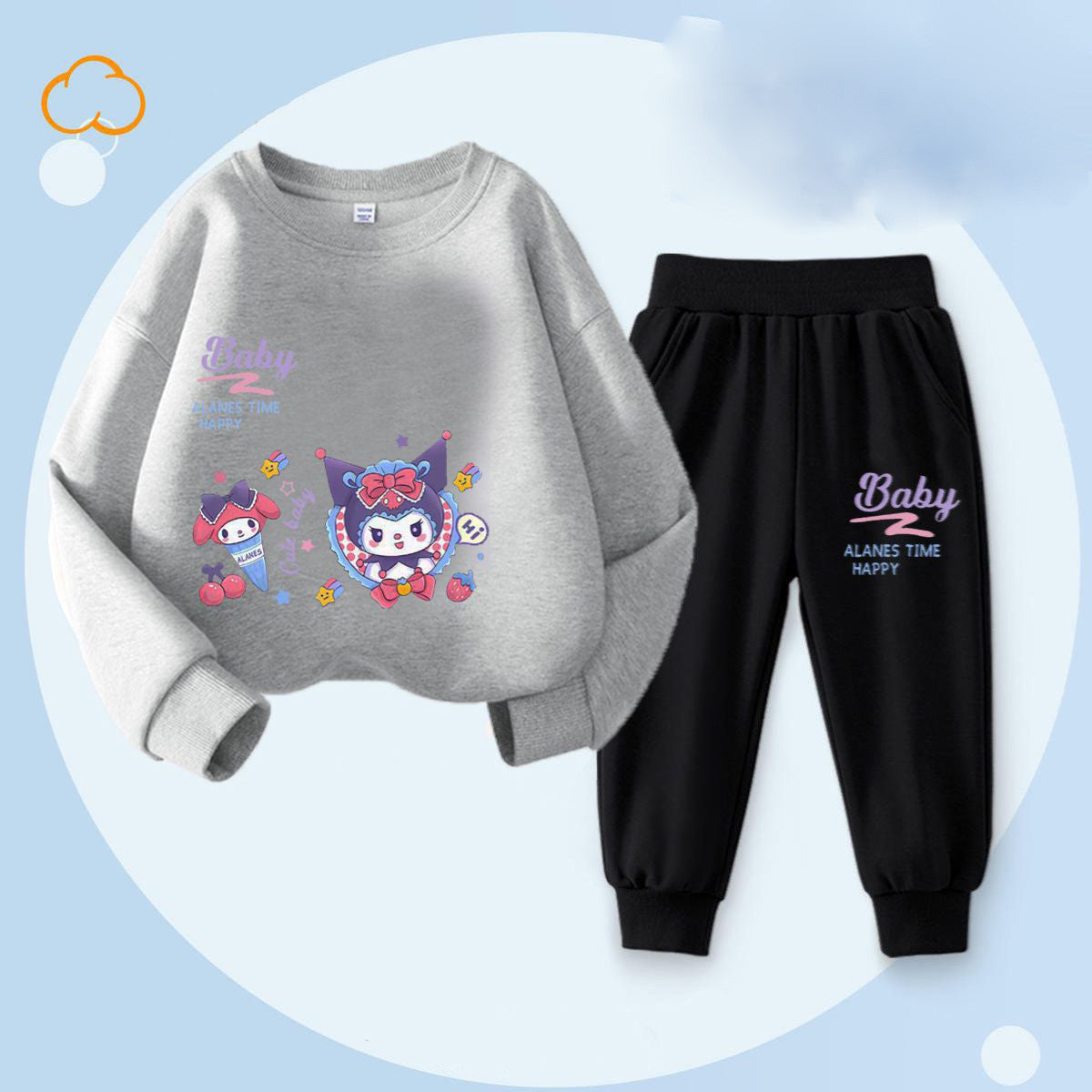 Cartoon girls' suit sweatshirt and trousers two piece suit