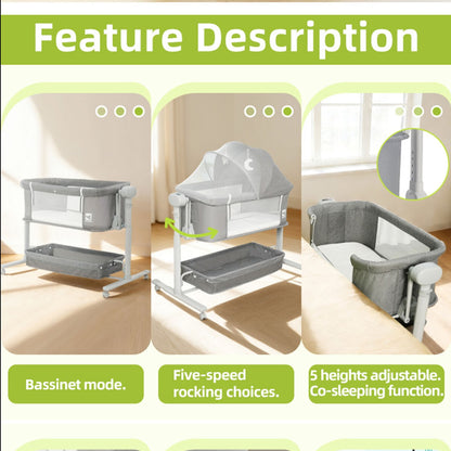 Auto Electric Baby Swing Bed With 5 Rocking Speeds and Cry Detection
