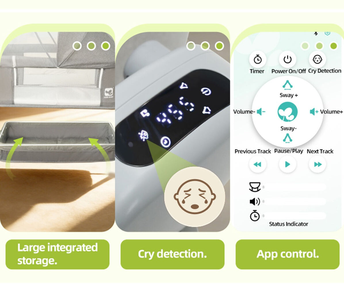Auto Electric Baby Swing Bed With 5 Rocking Speeds and Cry Detection