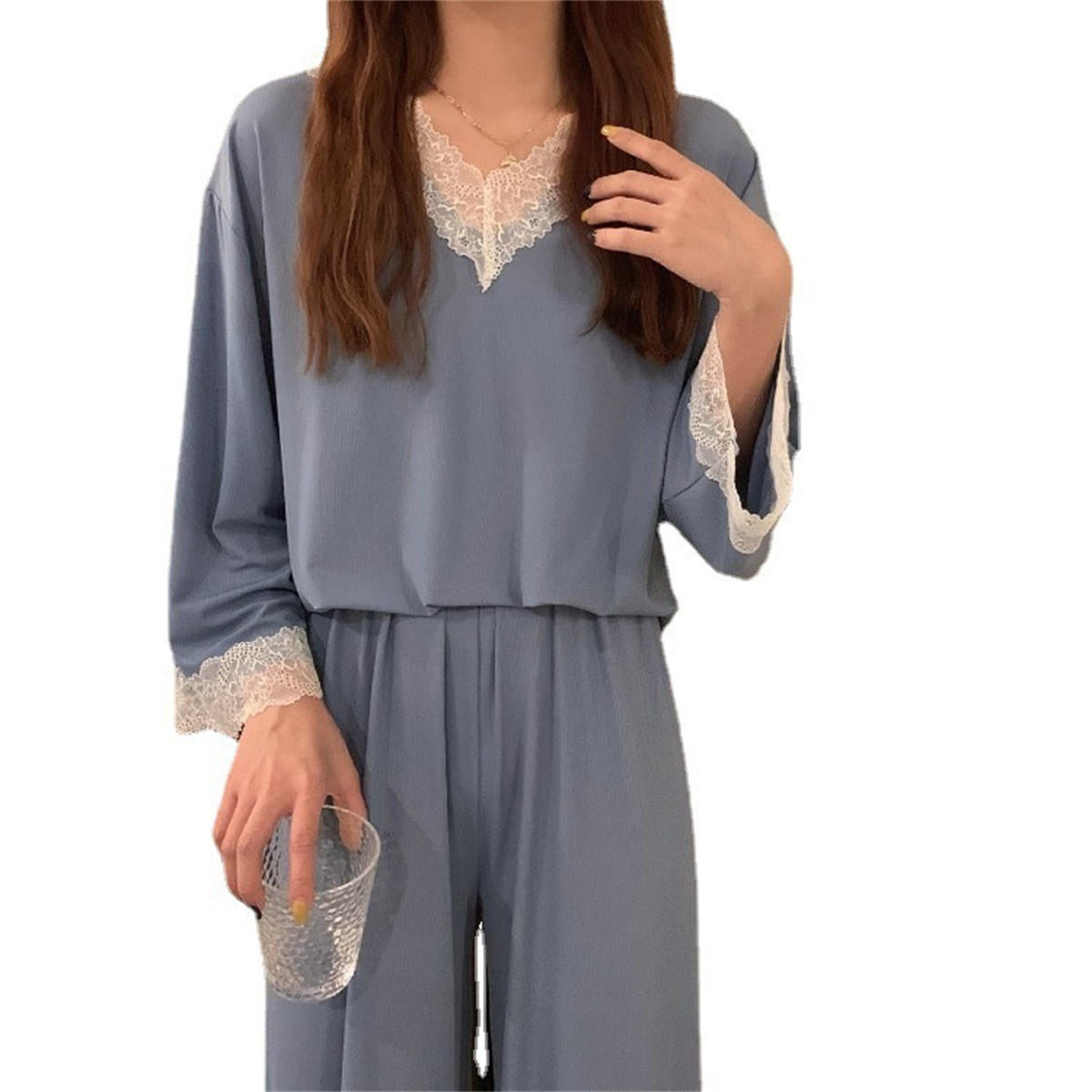 Lace Pajamas Lace Long Sleeve Long Pants Two-piece Set