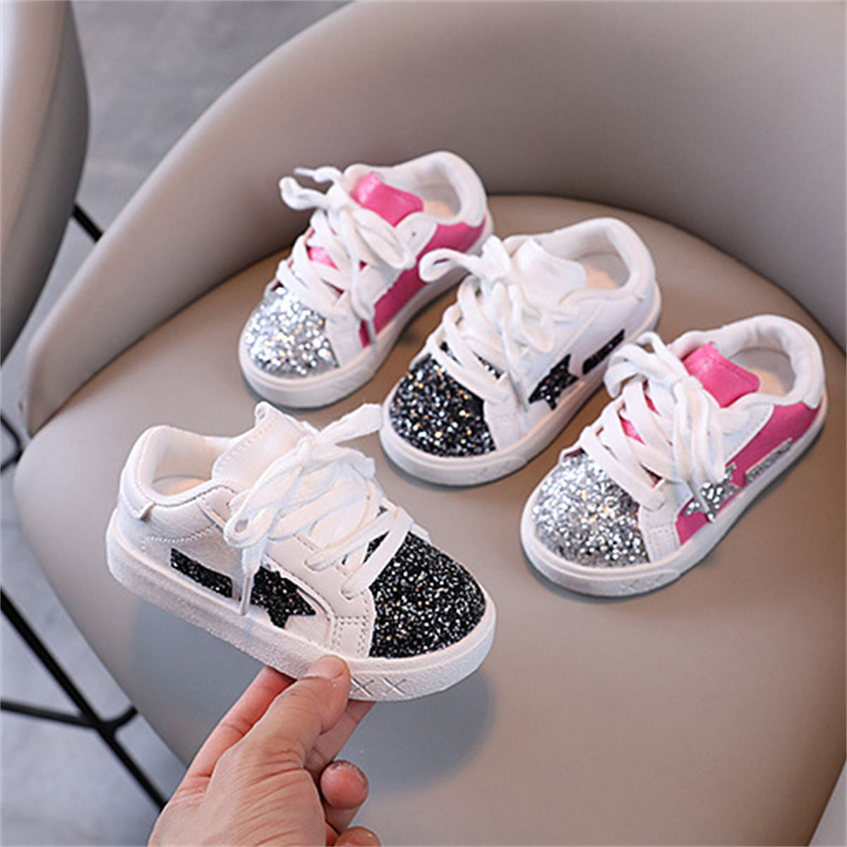 Toddler girls autumn sweet fashion style sequined star style low-top sneakers