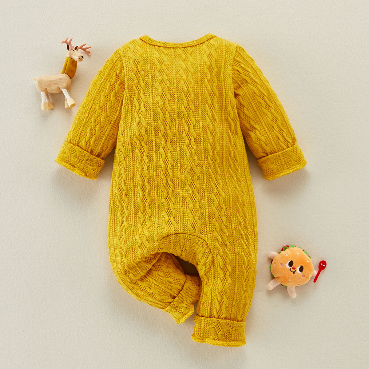 Baby Girl Casual Solid Long Sleeve Knitted Jumpsuit