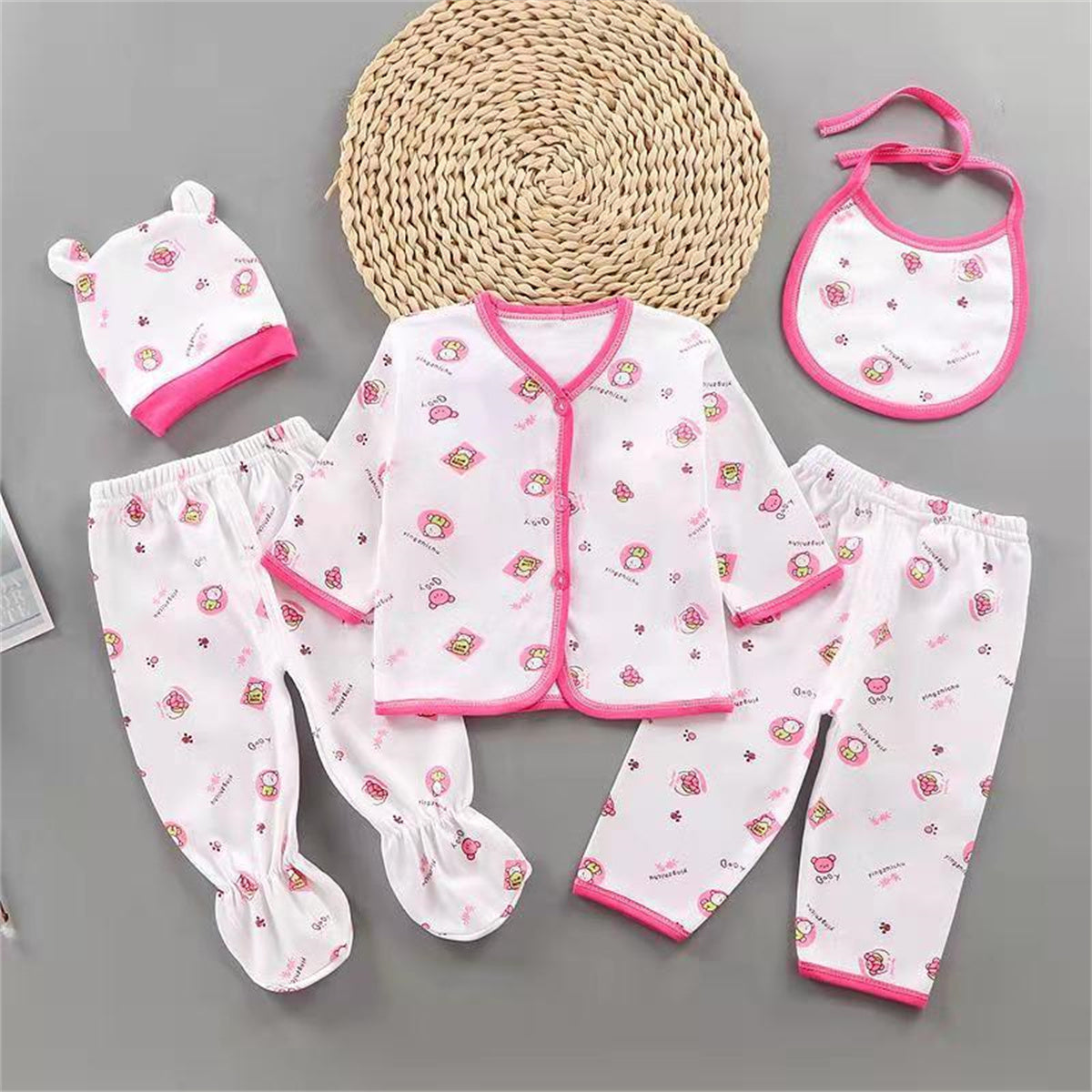 Newborn underwear five-piece baby cartoon cotton-padded suit