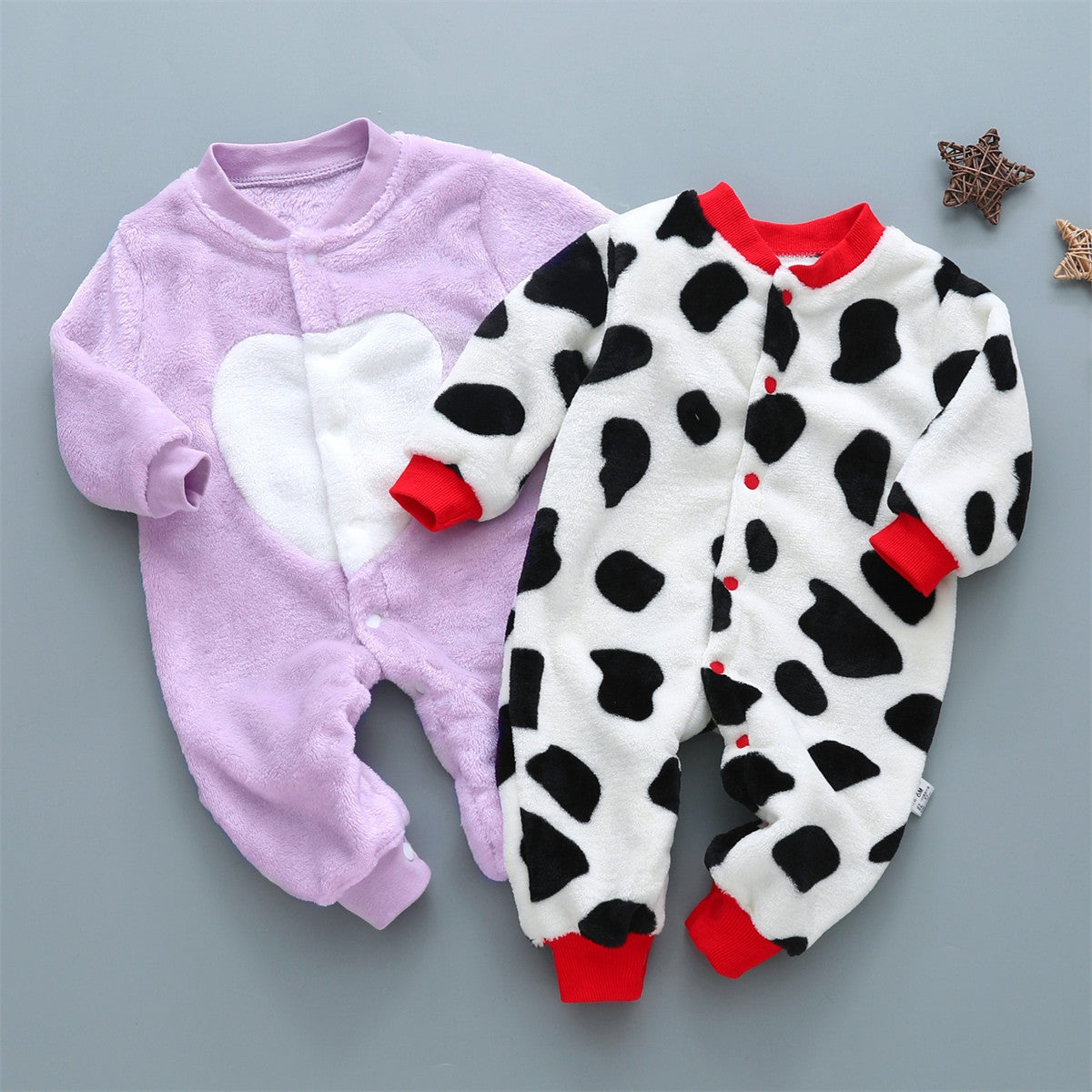 Baby coral fleece flannel warm bodysuit pajamas