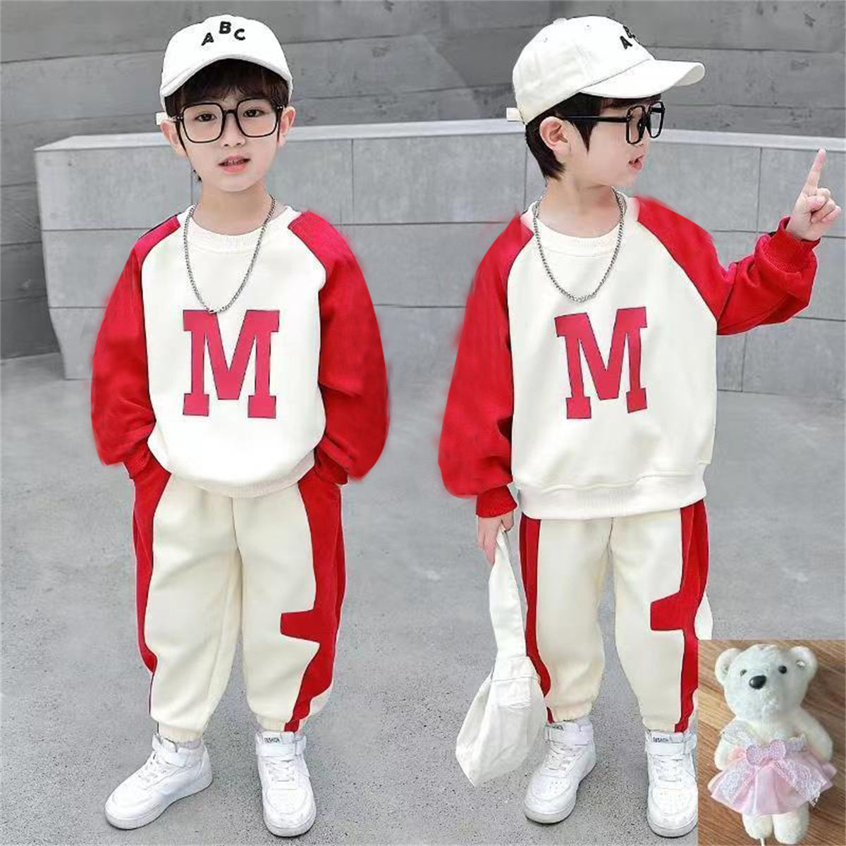 Fashionable M sports casual suit for middle and large boys 2-piece set