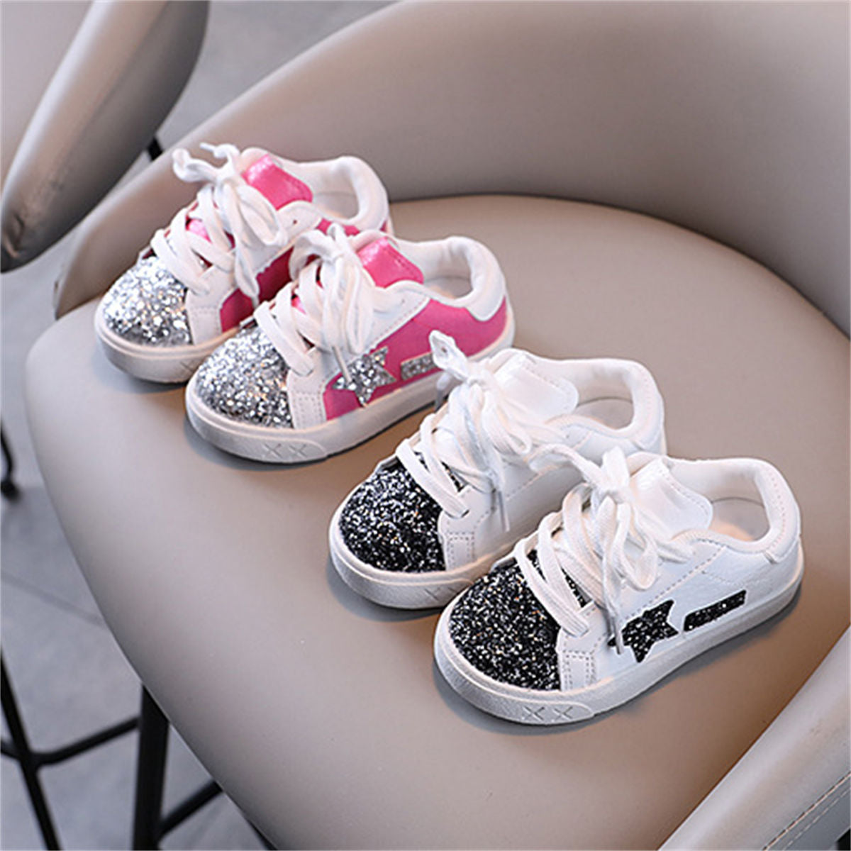 Toddler girls autumn sweet fashion style sequined star style low-top sneakers