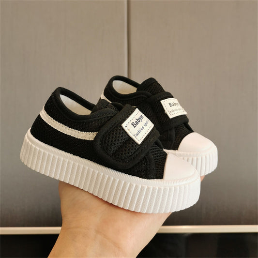 Children's and boys' solid color letter autumn low-top canvas shoes