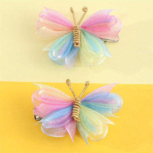 Children's 2-pack hand-woven mesh butterfly hairpins